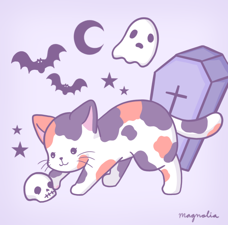 “halloween calico cat” art print ♡