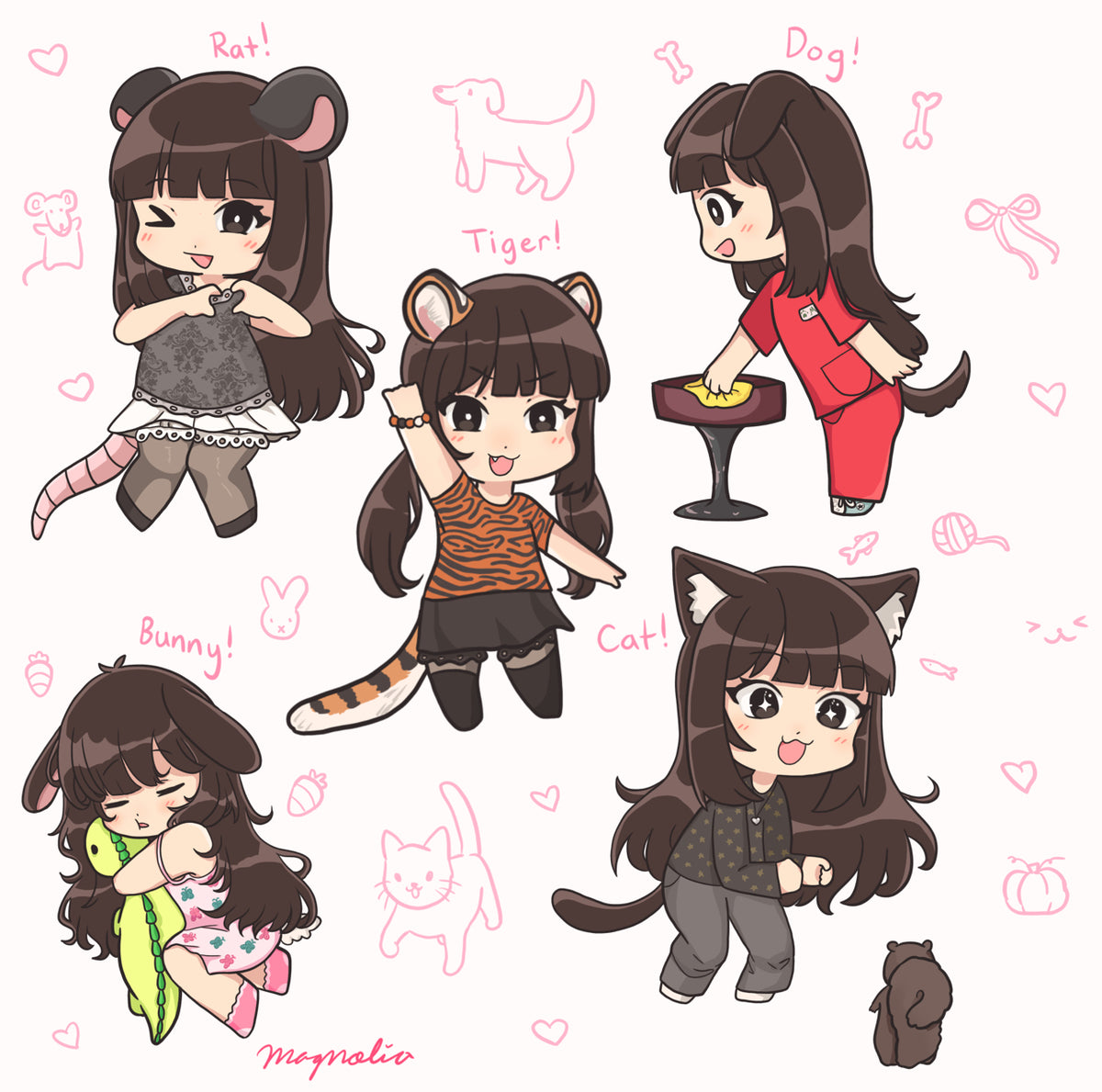“creature girl” keychains/stickers ♡ [PREORDER]